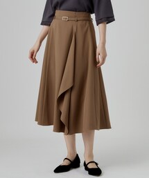 ラッフルフレアベルト付スカート