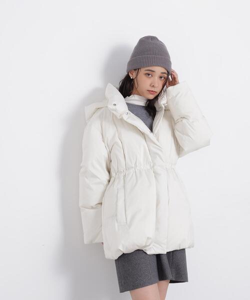 NATURAL BEAUTY BASIC(ナチュラルビューティーベーシック)の「フーデットミドルダウン(ダウンジャケット/コート・レディース・ブラック/ブラウン/オフホワイト・MEDIUM/SMALL)」の10枚目の写真
