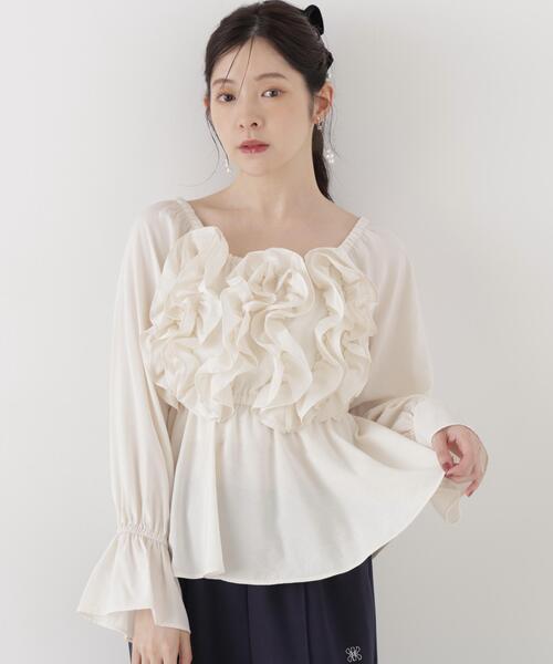 PROPORTION BODY DRESSING(プロポーションボディドレッシング)の「<a>ボリュームフリルブラウス / 1216210002(シャツ/ブラウス・レディース・ブラウン/ピンク/ホワイト系その他・FREE)」の2枚目の写真