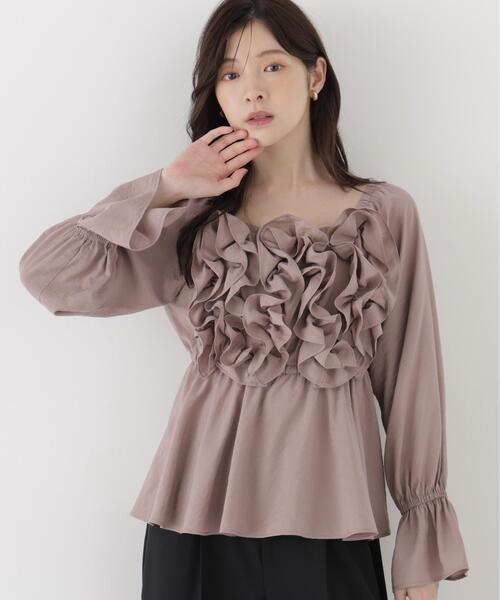 PROPORTION BODY DRESSING(プロポーションボディドレッシング)の「<a>ボリュームフリルブラウス / 1216210002(シャツ/ブラウス・レディース・ブラウン/ピンク/ホワイト系その他・FREE)」の1枚目の写真