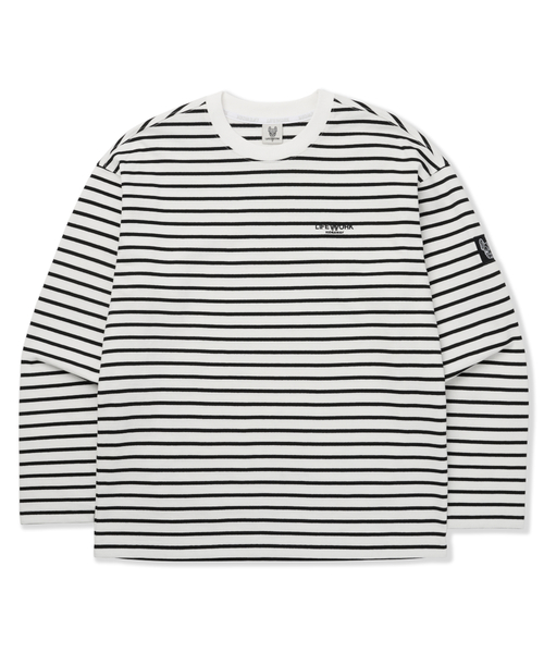 LIFE WORK(ライフワーク)の「ライトストライプTシャツ(Tシャツ/カットソー・メンズ・ブラック/ホワイト・MEDIUM/LARGE)」の1枚目の写真