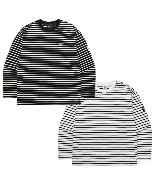 LIFE WORK(ライフワーク)の「ライトストライプTシャツ(Tシャツ/カットソー・メンズ・ブラック/ホワイト・MEDIUM/LARGE)」の3枚目の写真
