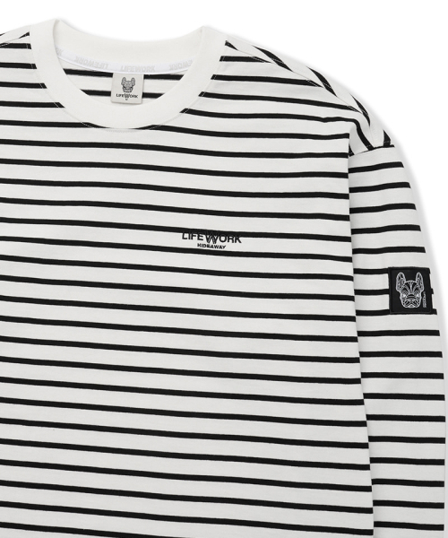 LIFE WORK(ライフワーク)の「ライトストライプTシャツ(Tシャツ/カットソー・メンズ・ブラック/ホワイト・MEDIUM/LARGE)」の4枚目の写真