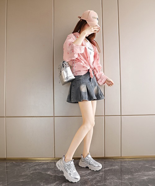 Miniministore(ミニミニストア)の「厚底メッシュスニーカー 美脚 韓国風靴黒(スニーカー・レディース・シルバー/ホワイト/ブラック・24.0cm/23.5cm/23.0cm/22.5cm/25cm/24.5cm)」の17枚目の写真