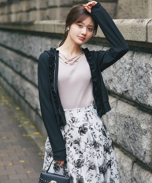 tocco closet(トッコ クローゼット)の「UVカット&撥水加工♪フロントフリルパーカー(パーカー・レディース・ネイビー/ブラック・M)」の10枚目の写真