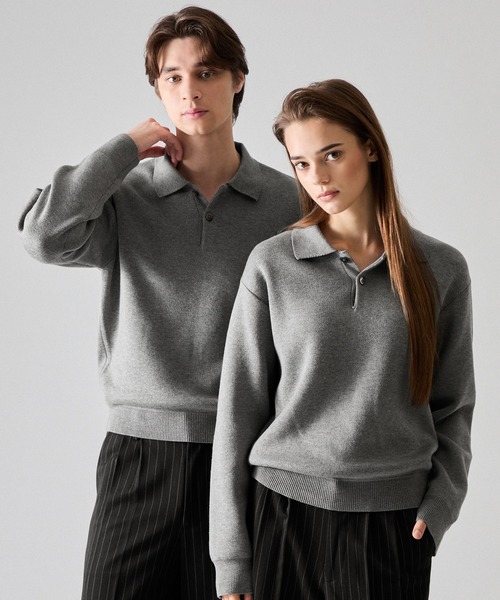 CLEL】Cashmere Merino Wool Blend Knit Polo Shirt / カシミヤメリノ