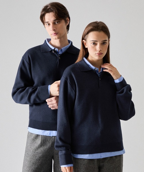 CLEL】Cashmere Merino Wool Blend Knit Polo Shirt / カシミヤメリノ