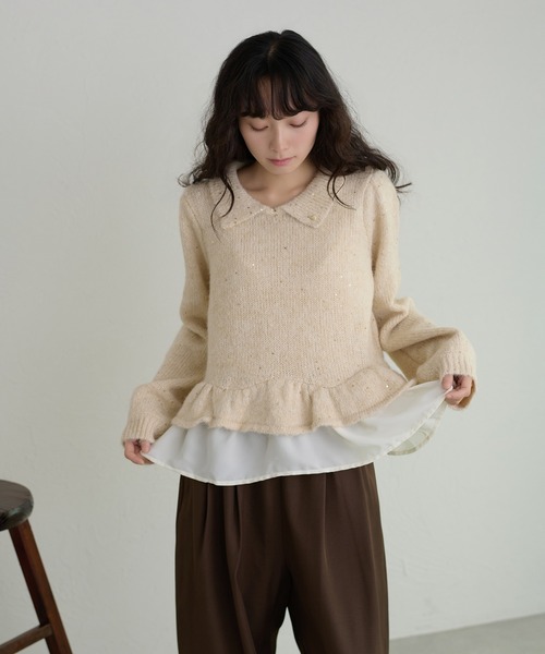 apres jour clair(アプレジュールクレア)の「【apres jour clair】ラメデザインペプラムニット(ニット/セーター・レディース・アイボリー/グレー/ブラウン系その他/ブルー・フリー/X-LARGE)」の13枚目の写真