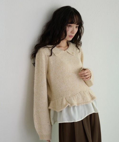 apres jour clair(アプレジュールクレア)の「【apres jour clair】ラメデザインペプラムニット(ニット/セーター・レディース・アイボリー/グレー/ブラウン系その他/ブルー・フリー/X-LARGE)」の12枚目の写真