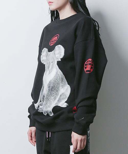 Monkey Flower(モンキーフラワー)の「共用ラブコアラルーズフィットスウェットBLACK+RED / MS1WMT03U95(スウェット・メンズ・その他・LARGE/SMALL)」の2枚目の写真