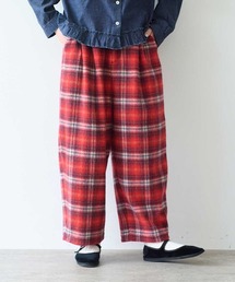 アルパカ混ウール起毛チェックパンツ