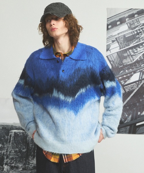 UNISEX》グラデーションエアリーシャギープライムオーバーニット