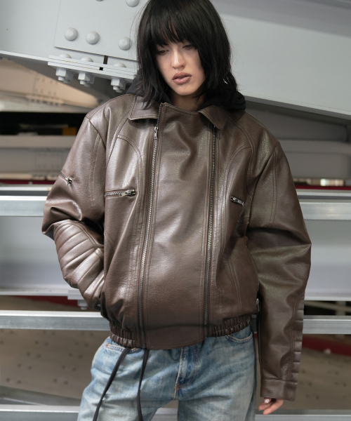 FANCY CLUB(ファンシークラブ)の「レーサーレザージャケット (ブラウン) F26ZA507(ライダースジャケット・レディース・その他・FREE)」の2枚目の写真