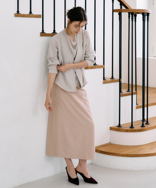 BIBYSEOB（バイバイソプ）の「キュプラスカート ベージュ [T63]（スカート・レディース・ベージュ・SMALL/MEDIUM）」の5枚目の写真