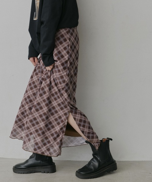 ad thie（アドティエ）の「シアー チェック スカート（スカート・レディース・ブルー/ブラウン・FREE）」の21枚目の写真