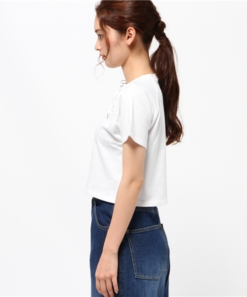 SLY（スライ）の「SHOULDER LACE UP T/SH（Tシャツ/カットソー・レディース・ワインレッド/ネイビー/ホワイト・1/2）」の5枚目の写真
