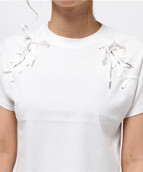 SLY（スライ）の「SHOULDER LACE UP T/SH（Tシャツ/カットソー・レディース・ワインレッド/ネイビー/ホワイト・1/2）」の7枚目の写真