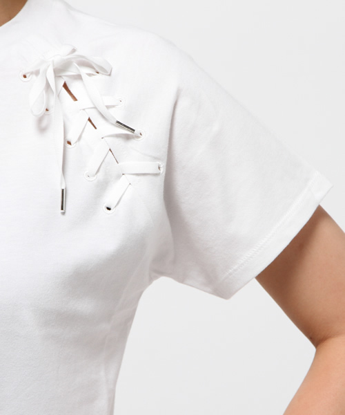 SLY（スライ）の「SHOULDER LACE UP T/SH（Tシャツ/カットソー・レディース・ワインレッド/ネイビー/ホワイト・1/2）」の8枚目の写真