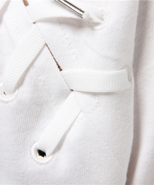 SLY（スライ）の「SHOULDER LACE UP T/SH（Tシャツ/カットソー・レディース・ワインレッド/ネイビー/ホワイト・1/2）」の10枚目の写真