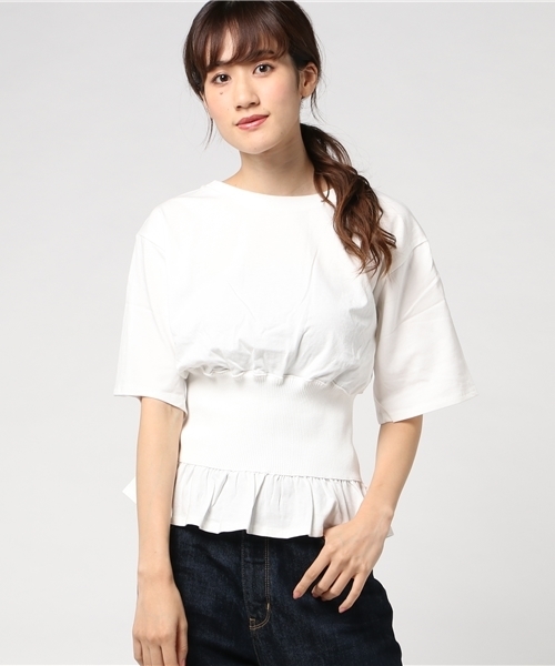 MOUSSY（マウジー）の「WAIST RIB TEE（Tシャツ/カットソー・レディース・ホワイト/ブラック/ネイビー/イエロー・FREE）」の12枚目の写真