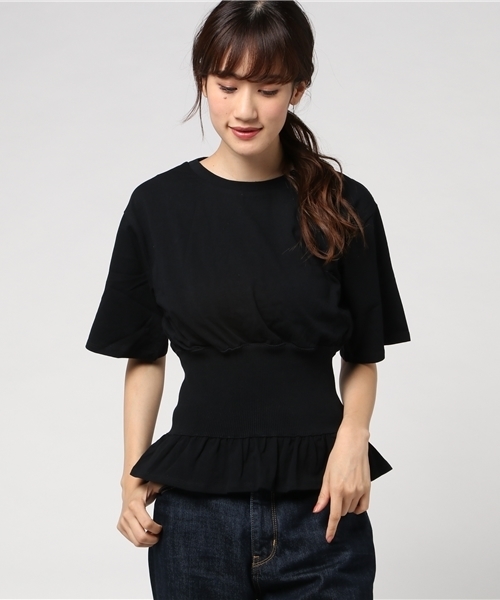 MOUSSY（マウジー）の「WAIST RIB TEE（Tシャツ/カットソー・レディース・ホワイト/ブラック/ネイビー/イエロー・FREE）」の13枚目の写真