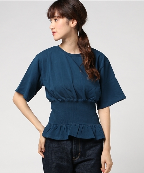 MOUSSY（マウジー）の「WAIST RIB TEE（Tシャツ/カットソー・レディース・ホワイト/ブラック/ネイビー/イエロー・FREE）」の14枚目の写真