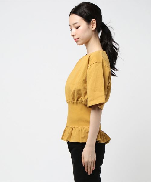 MOUSSY（マウジー）の「WAIST RIB TEE（Tシャツ/カットソー・レディース・ホワイト/ブラック/ネイビー/イエロー・FREE）」の5枚目の写真