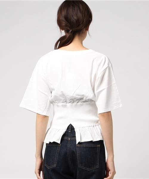 MOUSSY（マウジー）の「WAIST RIB TEE（Tシャツ/カットソー・レディース・ホワイト/ブラック/ネイビー/イエロー・FREE）」の7枚目の写真