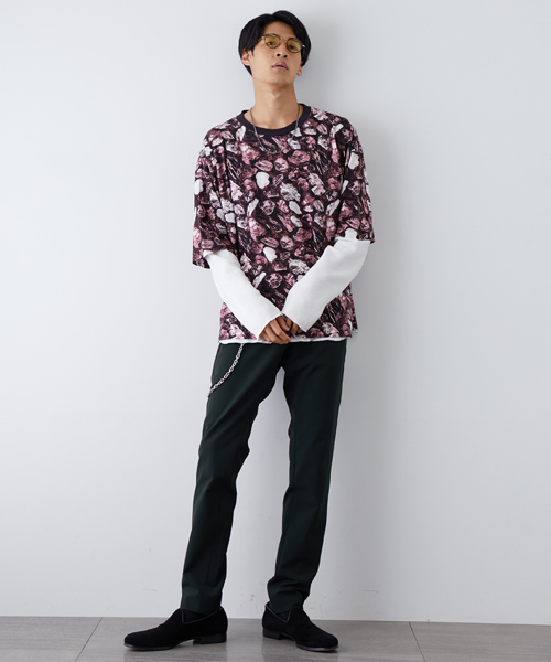 STUDIOUS(ステュディオス)の「ストーンプリントオーバーT(Tシャツ/カットソー・メンズ・ブラック/バーガンディー・1/2)」の15枚目の写真
