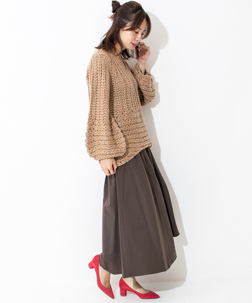 Furryrate（ファーリーレート）の「手編みビッグスリーブニットプルオーバー【ローゲージニット】（ニット/セーター・レディース・アイボリー/キャメル/ブルー・FREE）」の13枚目の写真