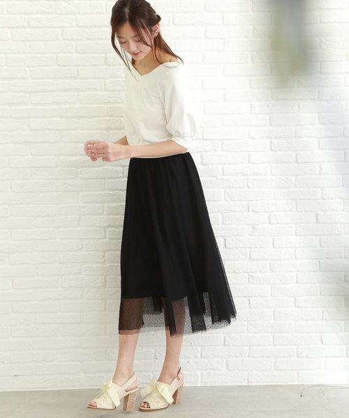 JILL by JILL STUART（ジルバイジルスチュアート）の「【CanCam 6月号 掲載 中条あやみさん着用】◆CanCamコラボ スウェット×ドットチュールセットアップワンピース（ワンピース・レディース・ホワイト/ピンク/ライトグリーン・FREE）」の21枚目の写真