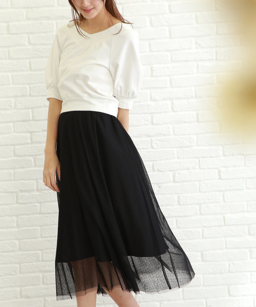 JILL by JILL STUART（ジルバイジルスチュアート）の「【CanCam 6月号 掲載 中条あやみさん着用】◆CanCamコラボ スウェット×ドットチュールセットアップワンピース（ワンピース・レディース・ホワイト/ピンク/ライトグリーン・FREE）」の11枚目の写真