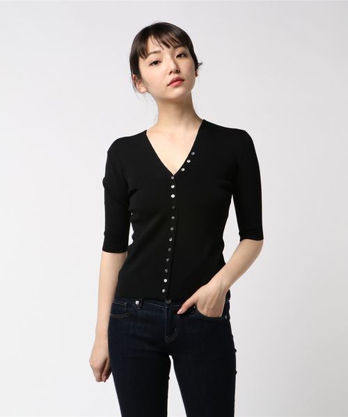 RIVE DROITE（リヴドロワ）の「ビスナイロン2WAYハーフスリーブニット（ニット/セーター・レディース・オフホワイト/ブラック・FREE）」の13枚目の写真