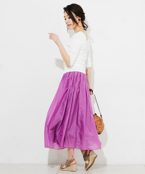 RIVE DROITE（リヴドロワ）の「ビスナイロン2WAYハーフスリーブニット（ニット/セーター・レディース・オフホワイト/ブラック・FREE）」の11枚目の写真