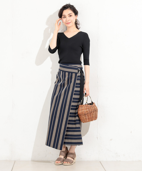 RIVE DROITE（リヴドロワ）の「ビスナイロン2WAYハーフスリーブニット（ニット/セーター・レディース・オフホワイト/ブラック・FREE）」の7枚目の写真