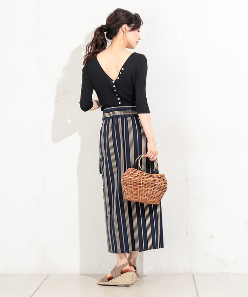 RIVE DROITE（リヴドロワ）の「ビスナイロン2WAYハーフスリーブニット（ニット/セーター・レディース・オフホワイト/ブラック・FREE）」の9枚目の写真