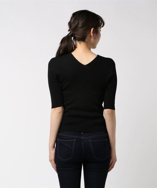 RIVE DROITE（リヴドロワ）の「ビスナイロン2WAYハーフスリーブニット（ニット/セーター・レディース・オフホワイト/ブラック・FREE）」の3枚目の写真