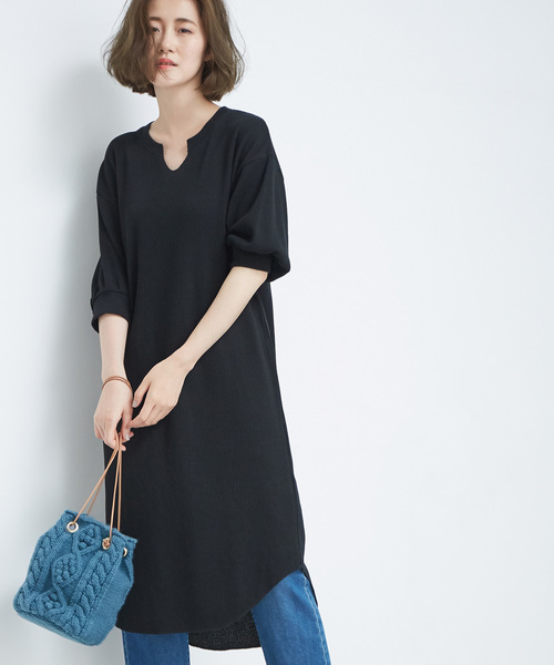 ROPE' PICNIC(ロペピクニック)の「ワッフルドルマンワンピース(ワンピース・レディース・ホワイト/ブラック・38)」の1枚目の写真