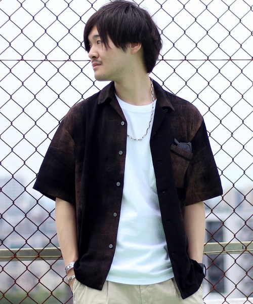 JOURNAL STANDARD relume（ジャーナルスタンダード　レリューム）の「フェードプリント オープンカラーシャツ#（シャツ/ブラウス・メンズ・ブラック/グリーン系その他/パープル系その他/ピンク系その他・M/L）」の5枚目の写真