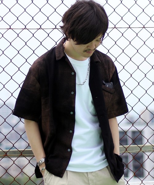 JOURNAL STANDARD relume（ジャーナルスタンダード　レリューム）の「フェードプリント オープンカラーシャツ#（シャツ/ブラウス・メンズ・ブラック/グリーン系その他/パープル系その他/ピンク系その他・M/L）」の6枚目の写真