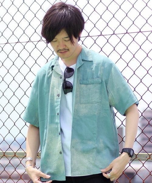 JOURNAL STANDARD relume（ジャーナルスタンダード　レリューム）の「フェードプリント オープンカラーシャツ#（シャツ/ブラウス・メンズ・ブラック/グリーン系その他/パープル系その他/ピンク系その他・M/L）」の8枚目の写真