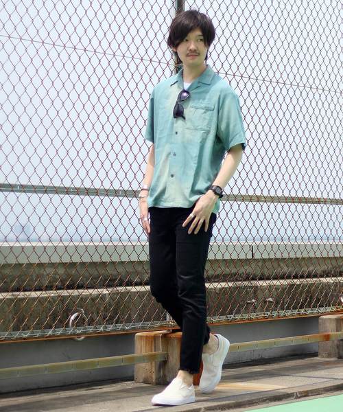 JOURNAL STANDARD relume（ジャーナルスタンダード　レリューム）の「フェードプリント オープンカラーシャツ#（シャツ/ブラウス・メンズ・ブラック/グリーン系その他/パープル系その他/ピンク系その他・M/L）」の9枚目の写真