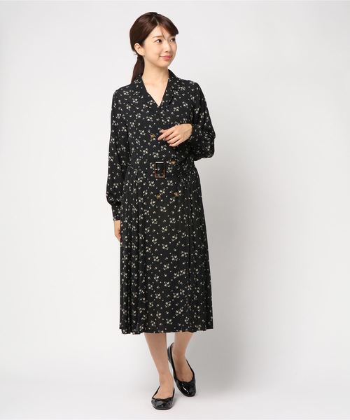 archives（アルシーヴ）の「花柄トレンチワンピース（ワンピース・レディース・アイボリー/ブラック/ピンク・MEDIUM）」の9枚目の写真