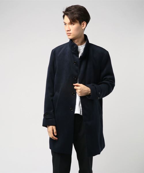 Taka Q タカキュー の タカキューメンズ Taka Q Men ウールライク スタンドカラーコート ネイビー ステンカラーコート Wear