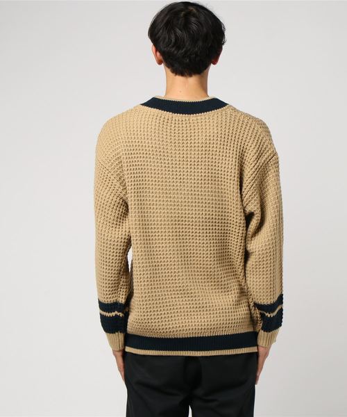 WEGO(ウィゴー)の「WEGO/ワッフルチルデンニット(ニット/セーター・メンズ・ホワイト/ベージュ/ネイビー・MEDIUM/LARGE)」の5枚目の写真