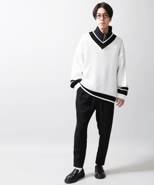 WEGO(ウィゴー)の「WEGO/ワッフルチルデンニット(ニット/セーター・メンズ・ホワイト/ベージュ/ネイビー・MEDIUM/LARGE)」の7枚目の写真