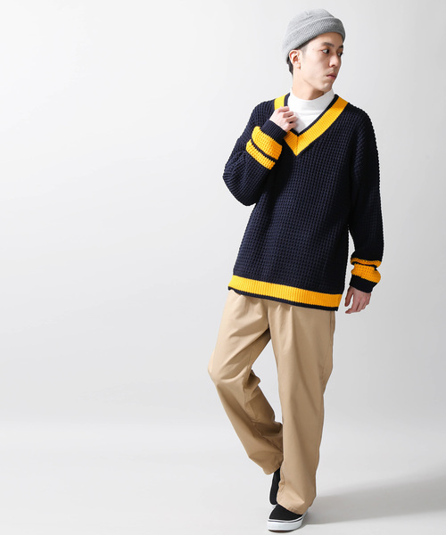 WEGO(ウィゴー)の「WEGO/ワッフルチルデンニット(ニット/セーター・メンズ・ホワイト/ベージュ/ネイビー・MEDIUM/LARGE)」の13枚目の写真