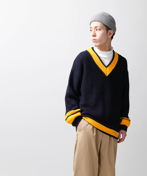 WEGO(ウィゴー)の「WEGO/ワッフルチルデンニット(ニット/セーター・メンズ・ホワイト/ベージュ/ネイビー・MEDIUM/LARGE)」の15枚目の写真