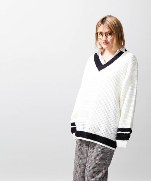 WEGO(ウィゴー)の「WEGO/ワッフルチルデンニット(ニット/セーター・メンズ・ホワイト/ベージュ/ネイビー・MEDIUM/LARGE)」の17枚目の写真