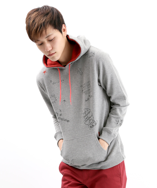 WEGO（ウィゴー）の「WEGO/グラフィティプルパーカー（パーカー・メンズ・ホワイト/杢グレー/ロイヤルブルー・MEDIUM/LARGE）」の3枚目の写真